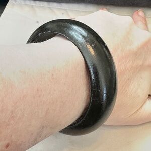 Wide, Black Wooden Bangle Bracelet. Vintage, 1960’s-1990’s